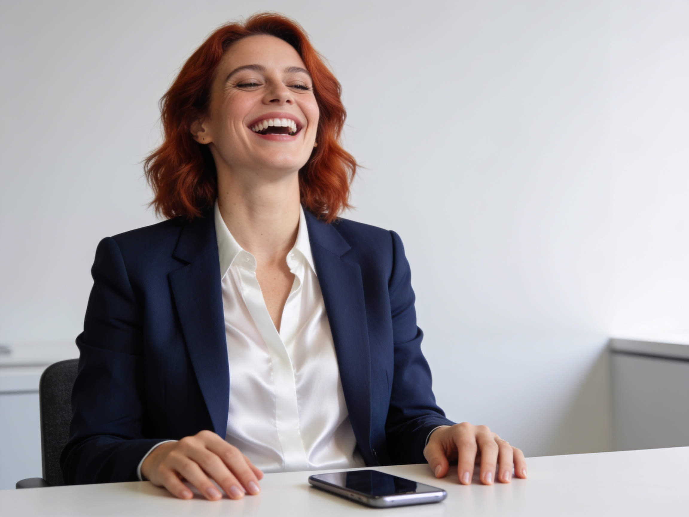 Professional woman experiencing modern pop culture fatigue while checking her phone